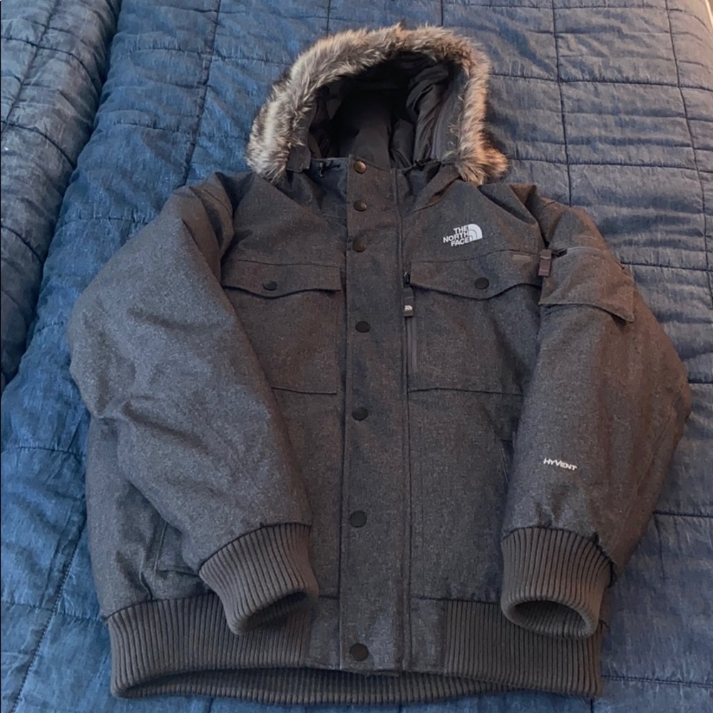 North Face Grey Puffy Hooded Parka